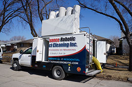 Advance Robotic Duct Cleaning truck at the job site.